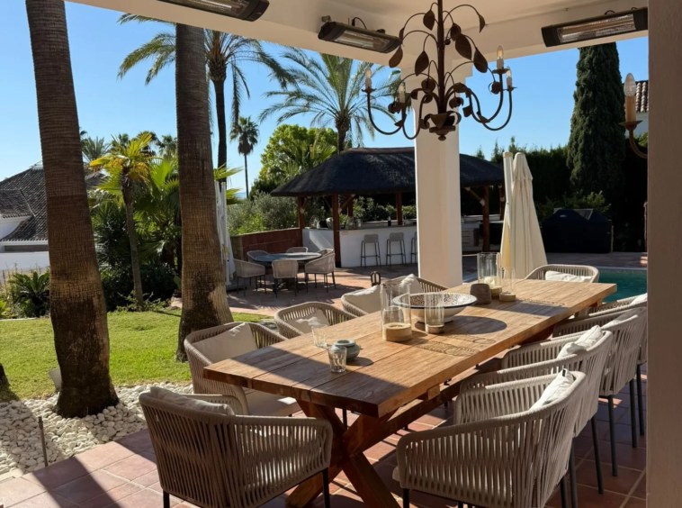 Covered outdoor dining area