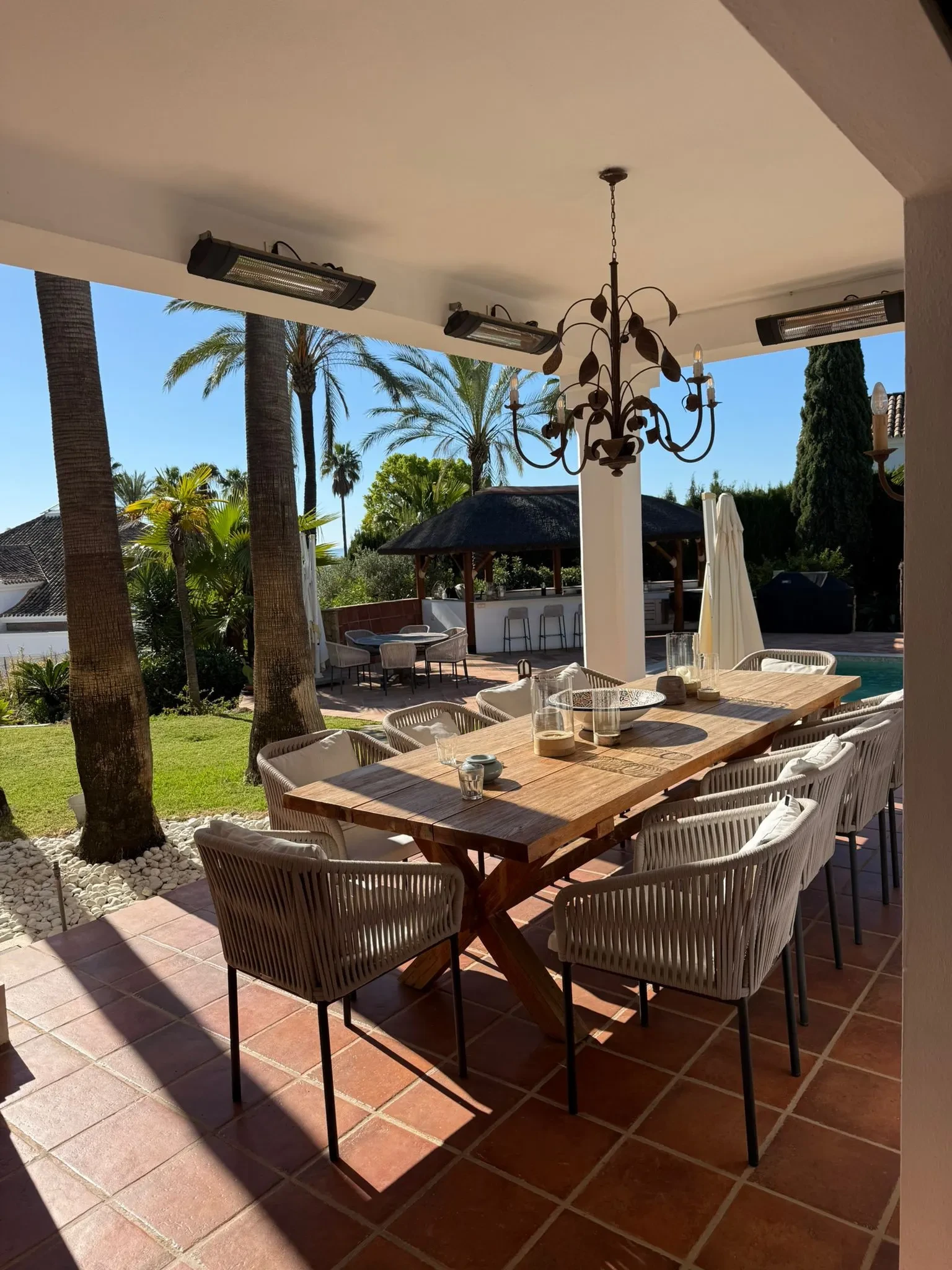 Covered outdoor dining area