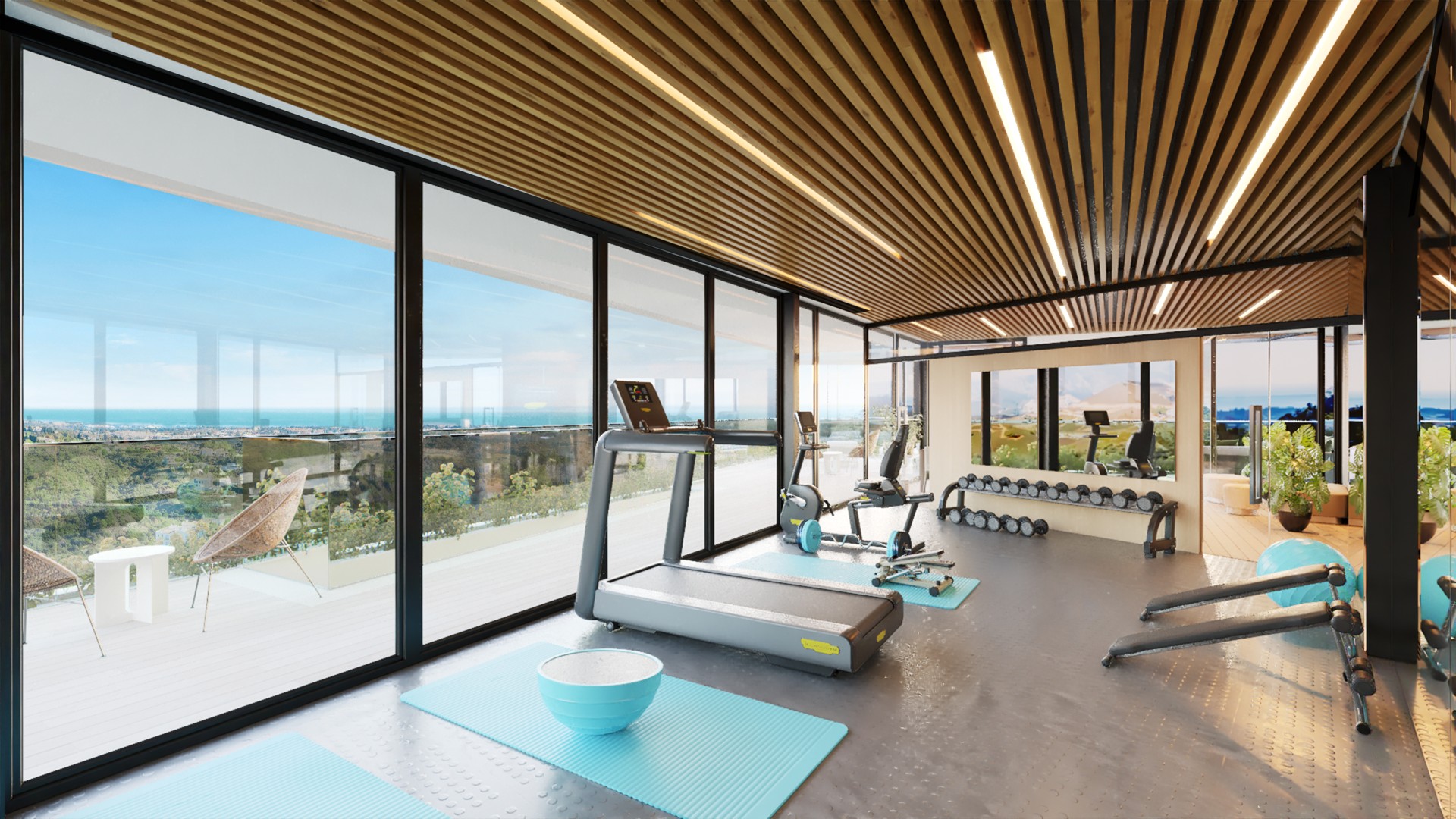 Illustrative shared fitness room