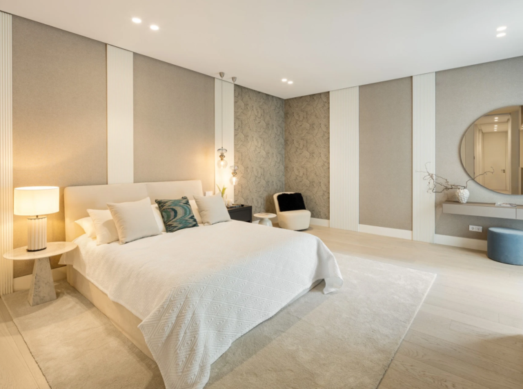 Bedroom suite with adjoining bathroom