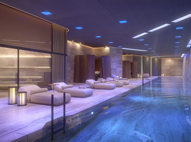 Shared indoor wellness pool and spa