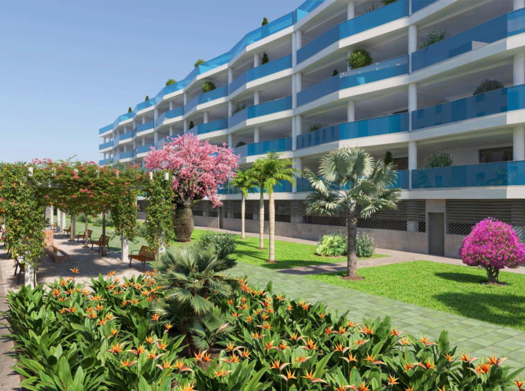 Representative shared landscaped gardens in Las Lagunas