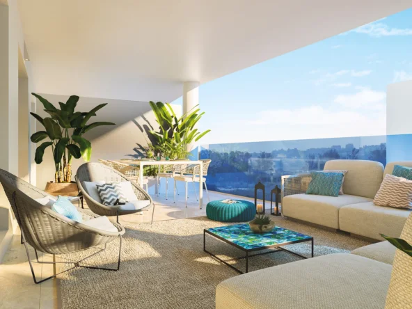 Representative covered apartment terrace