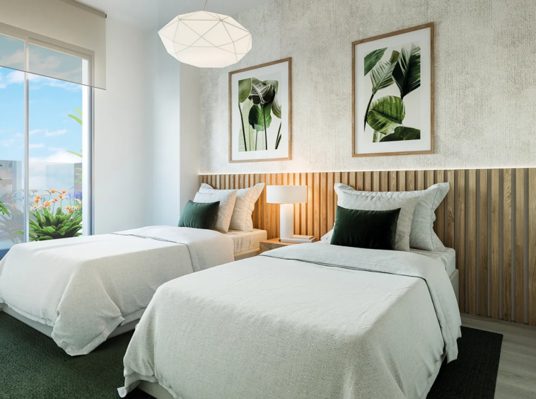 Illustrative twin bedroom