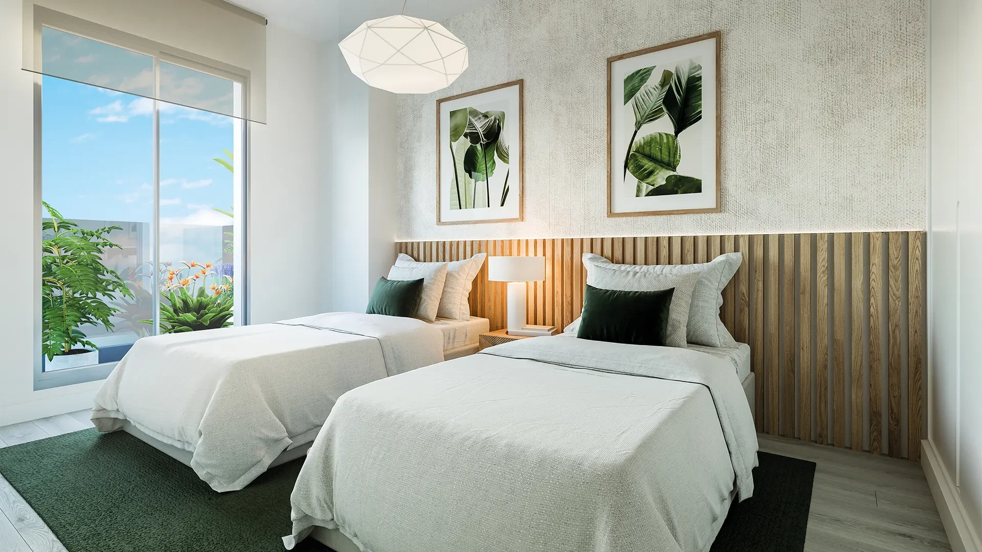 Illustrative twin bedroom