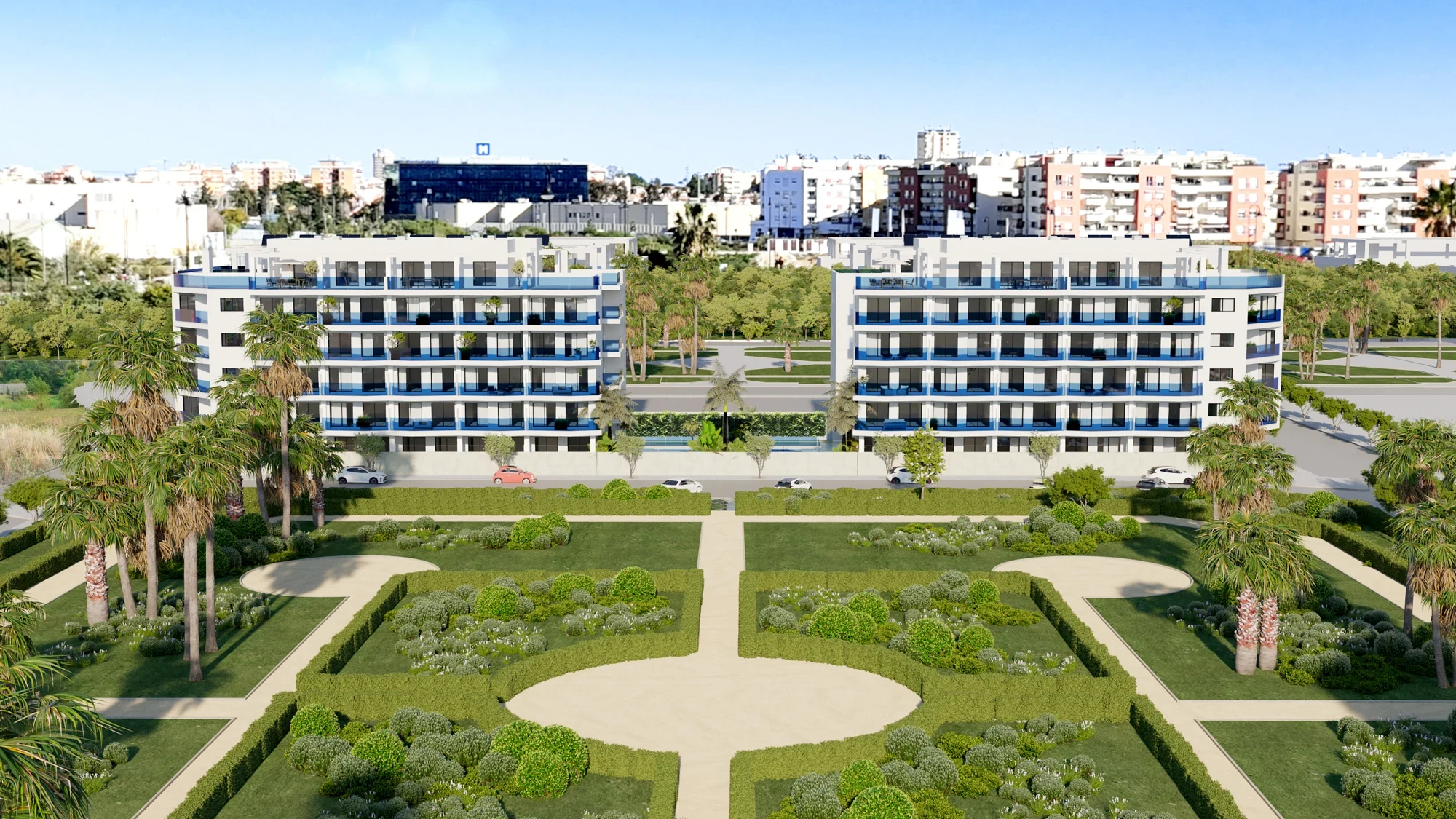 Representative landscaped surroundings of the residential development