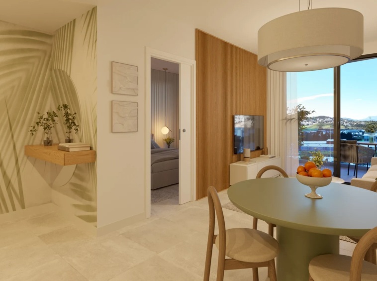 Representative kitchen and dining area in a one-bedroom home