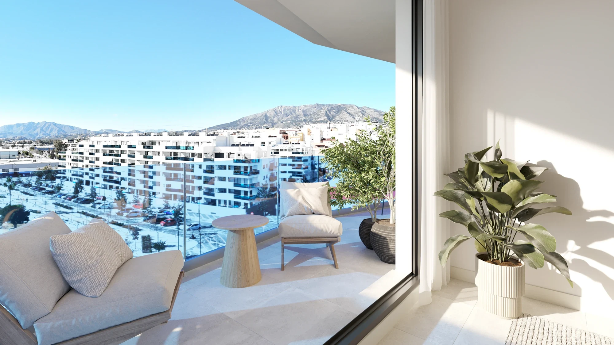 Representative covered apartment terrace