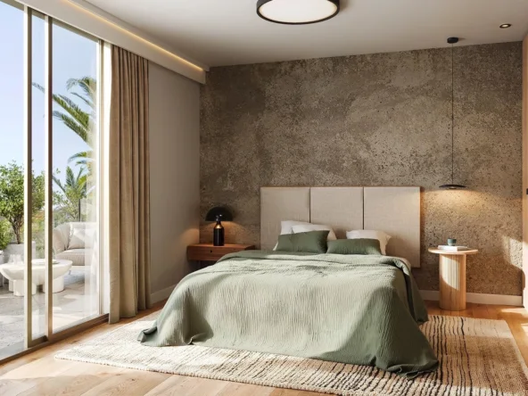 Illustrative bedroom in a contemporary apartment in Las Lagunas, Mijas