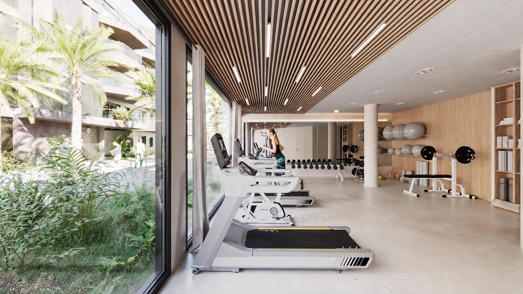 Illustrative communal gym for residents