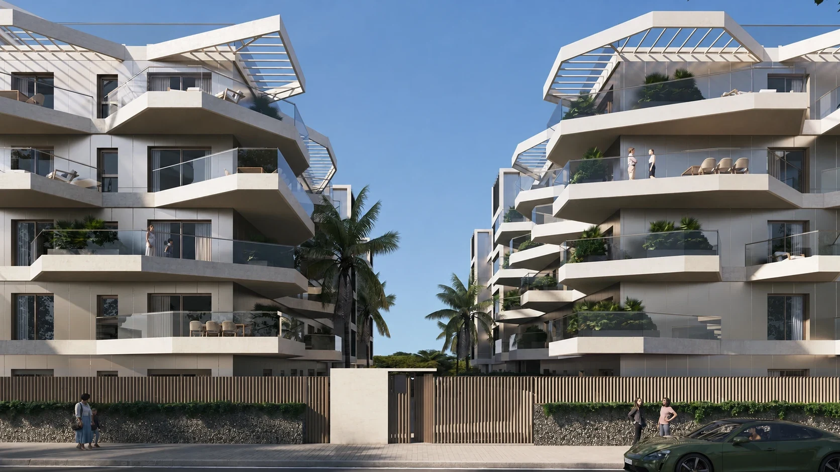 Representative apartment buildings with private terraces
