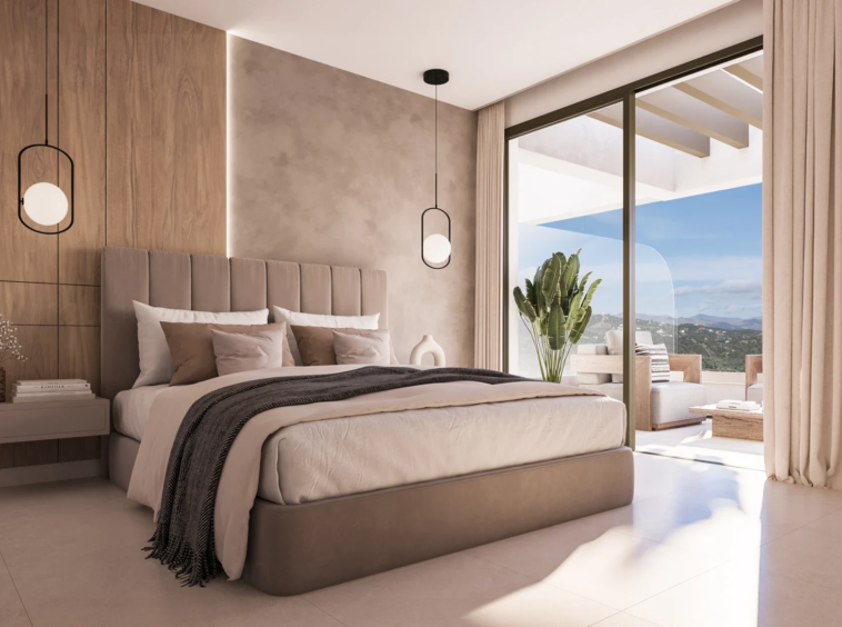 Illustrative bedroom interior with terrace access in Estepona