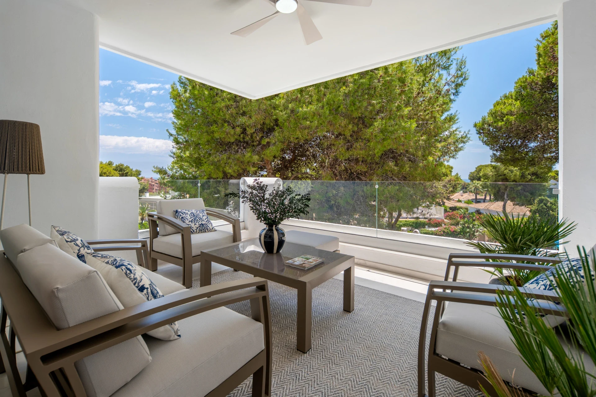 Private terrace of a sea-view penthouse in Los Monteros