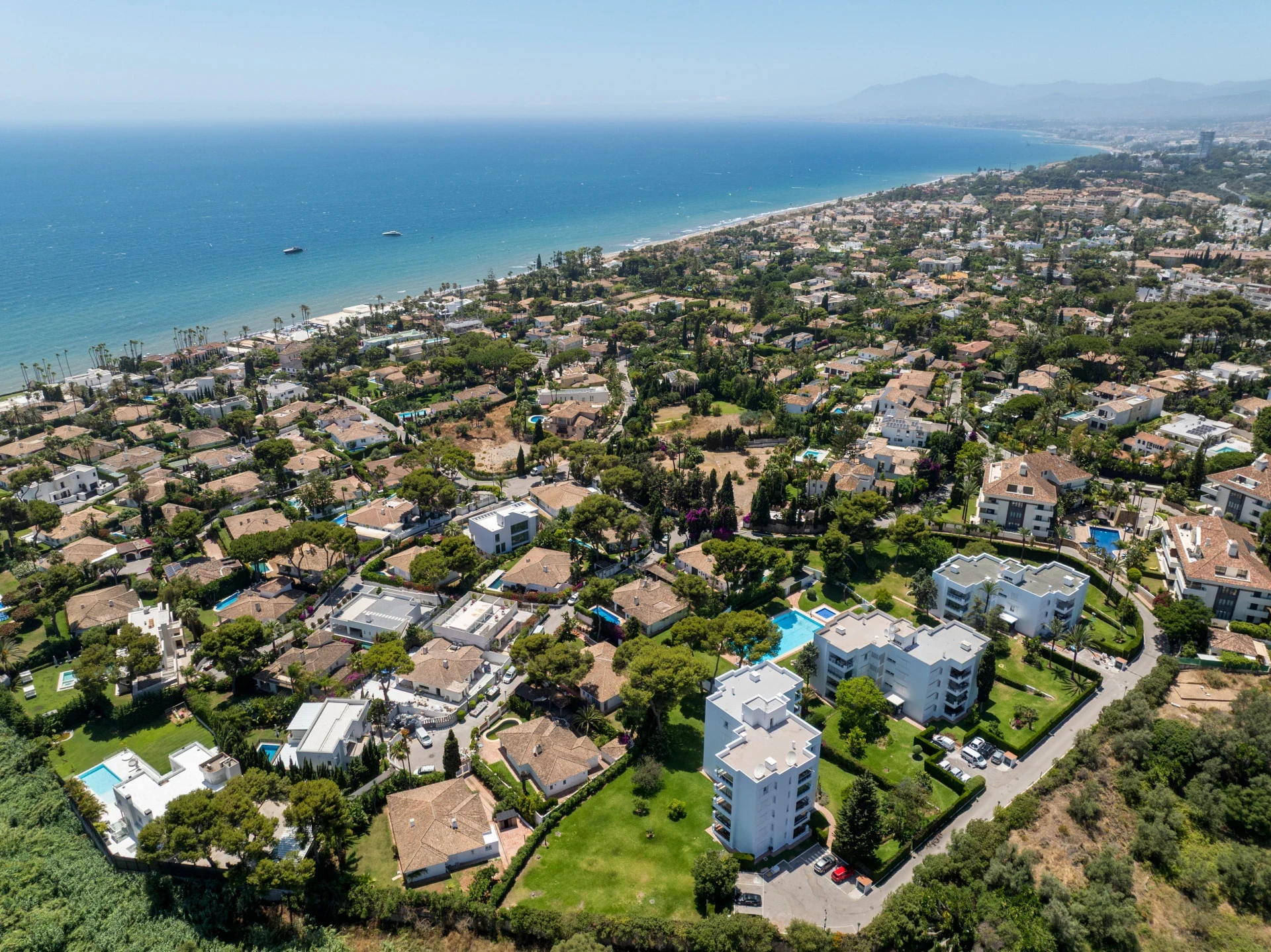 Aerial view of Los Monteros and the coastline