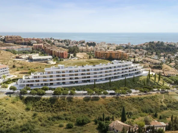 Aerial illustration of contemporary apartments in Los Pacos, Fuengirola