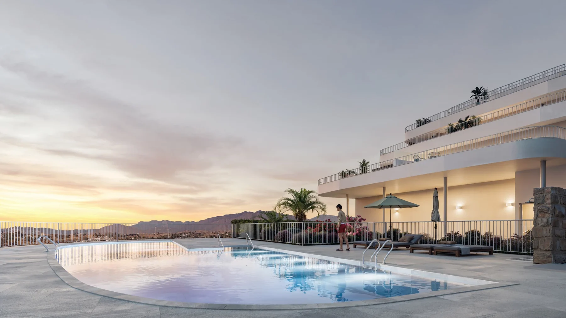 Communal pool and sun terrace in Los Pacos — illustration