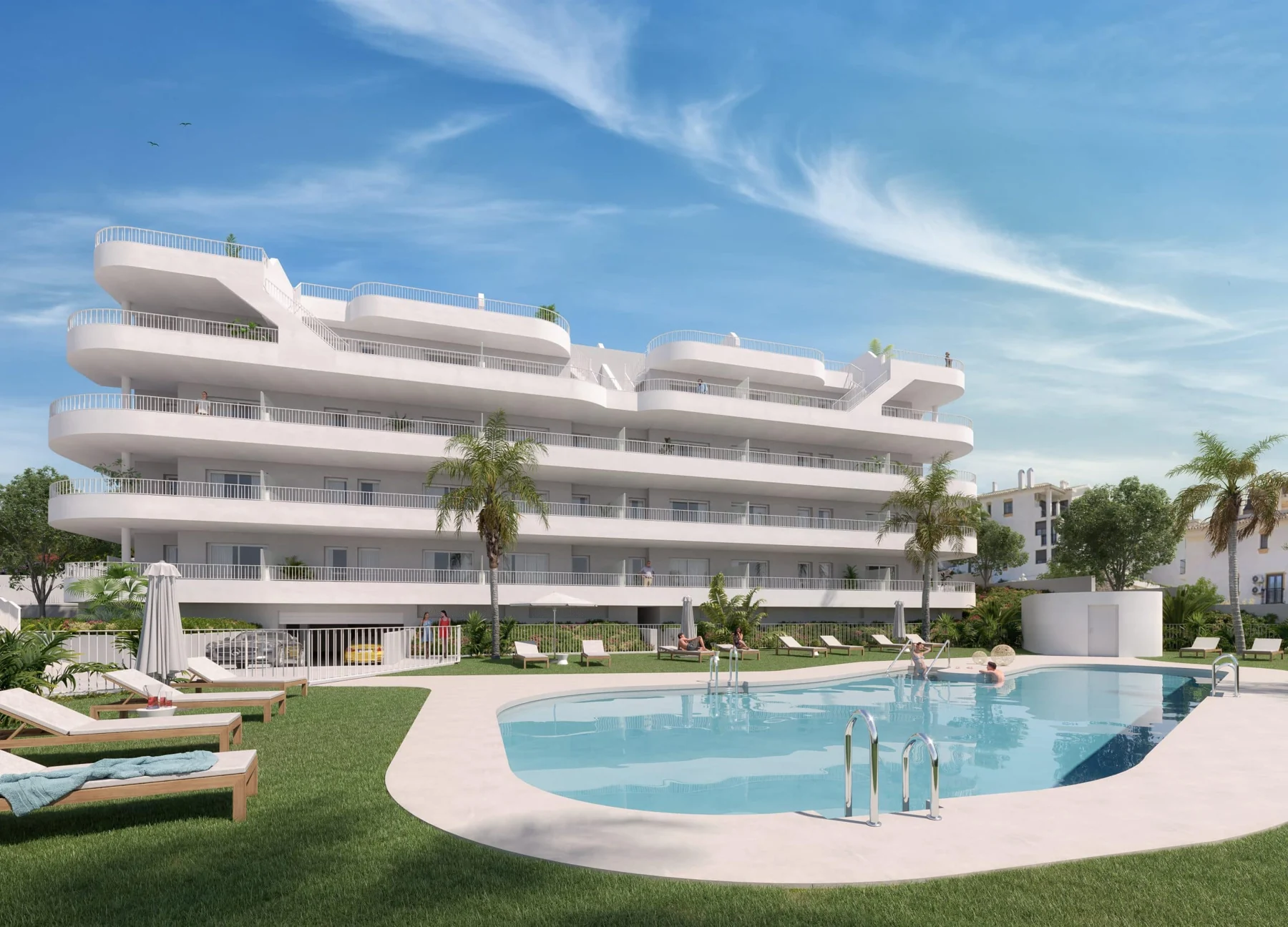 Communal pool and apartments in Los Pacos — illustration