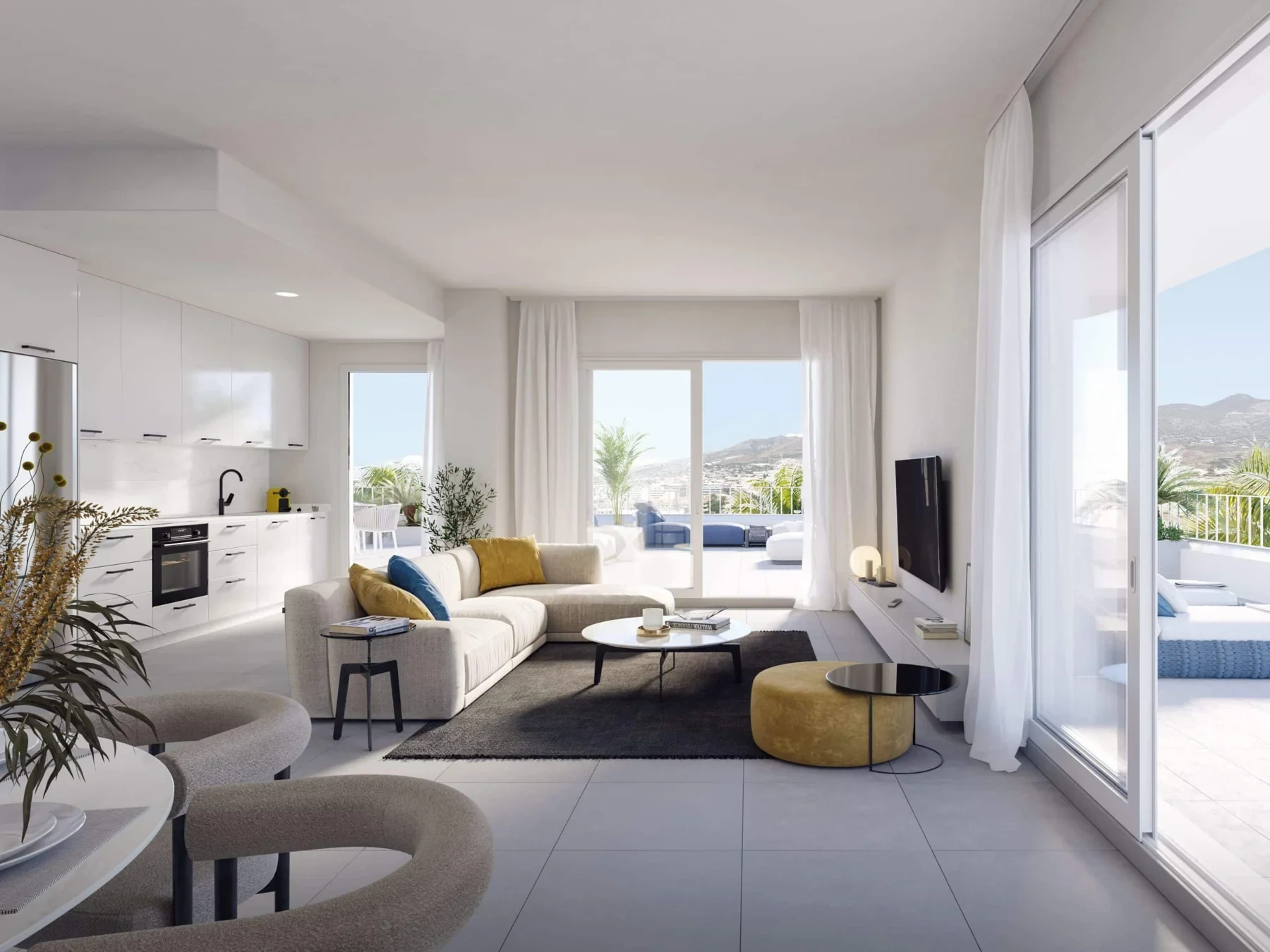 Illustrative living room with terrace access