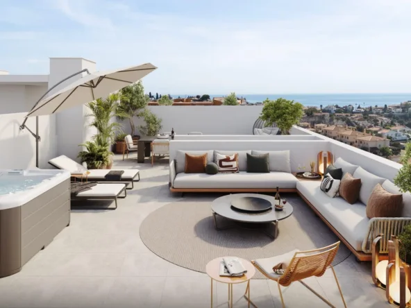 Illustrative penthouse solarium with hot tub