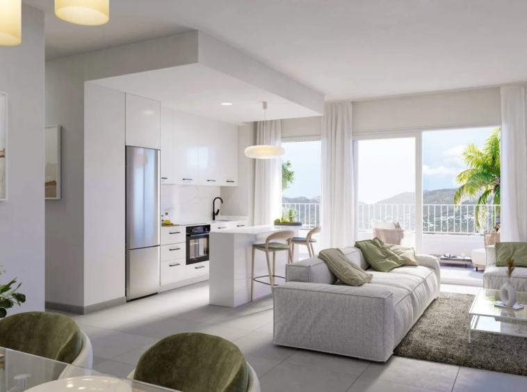 Illustrative open-plan living area and kitchen