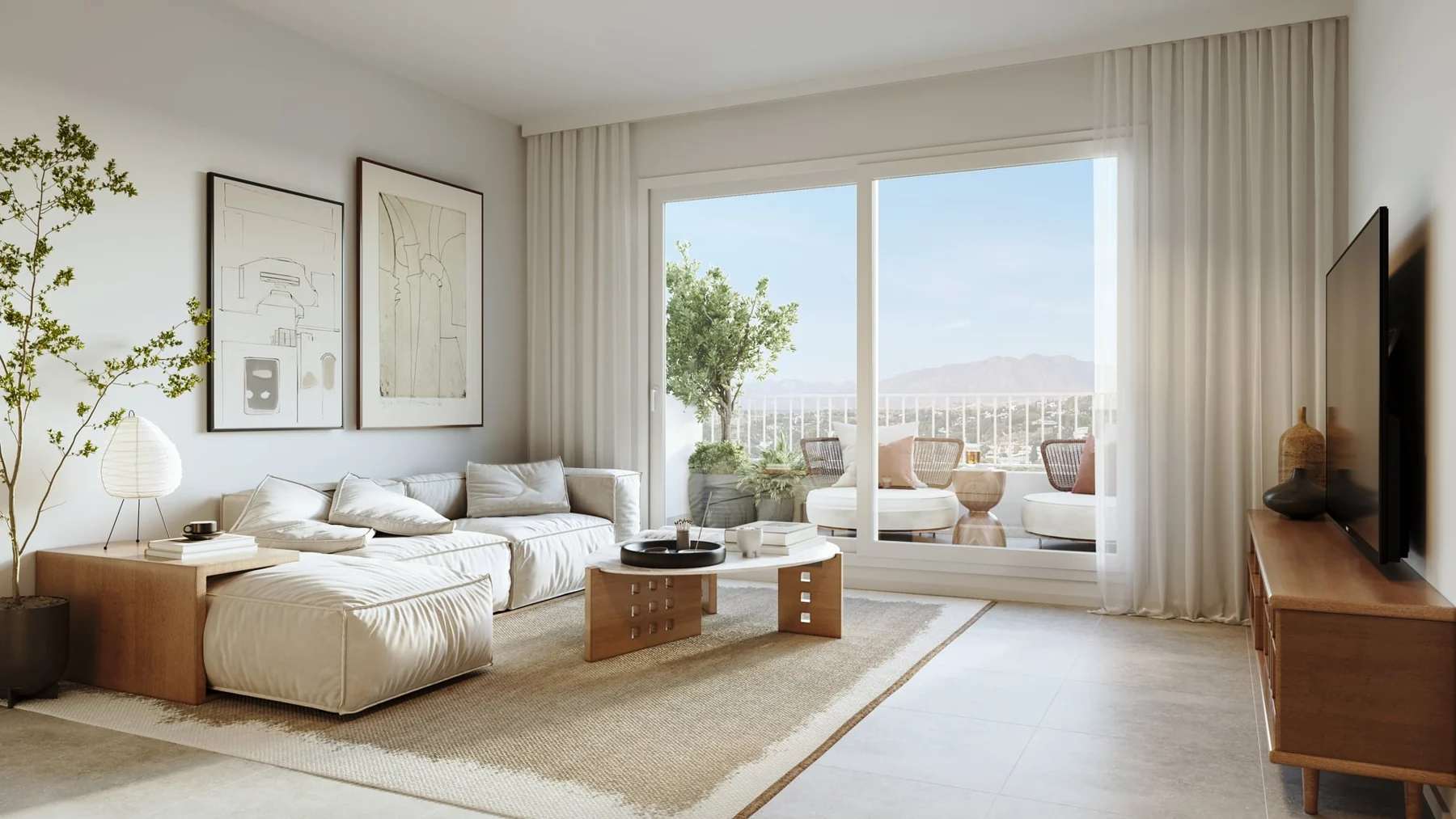 Illustrative living room with large terrace doors