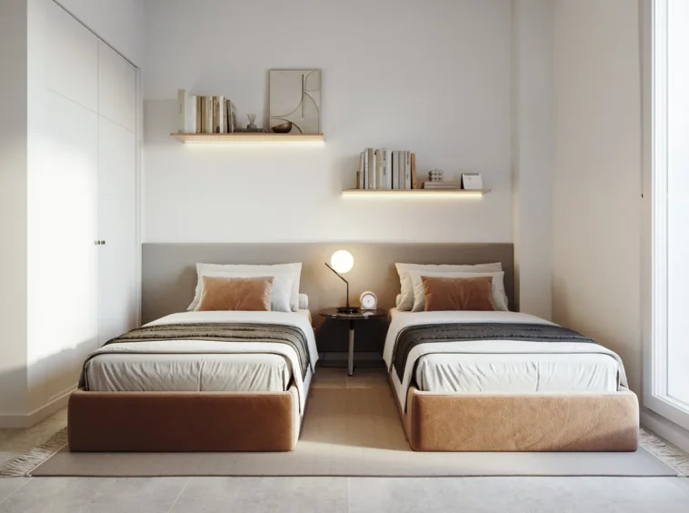 Illustrative twin bedroom