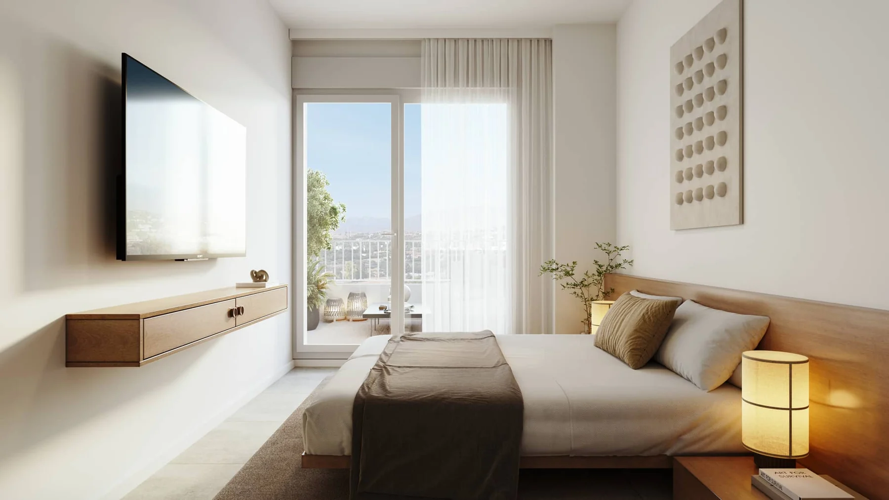 Illustrative main bedroom and terrace access