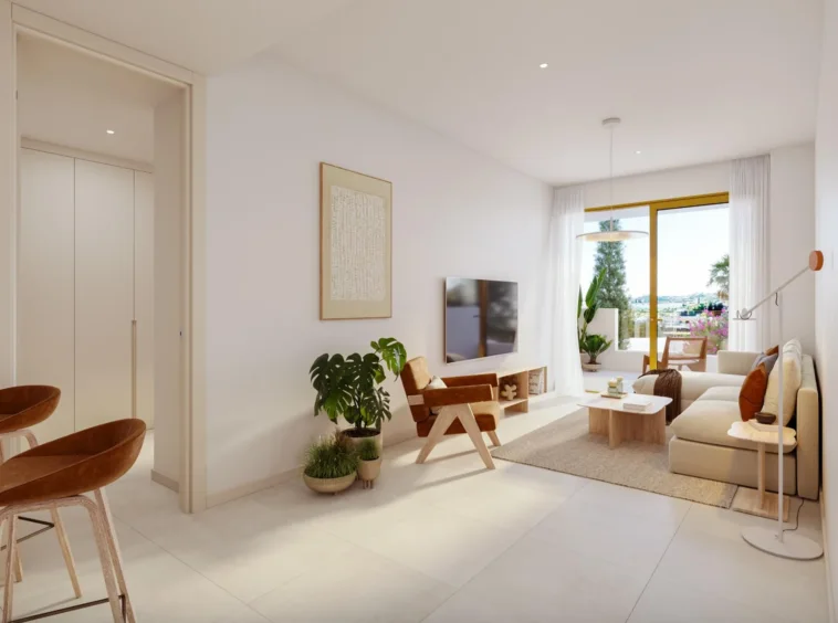 Illustrative living area with contemporary finishes