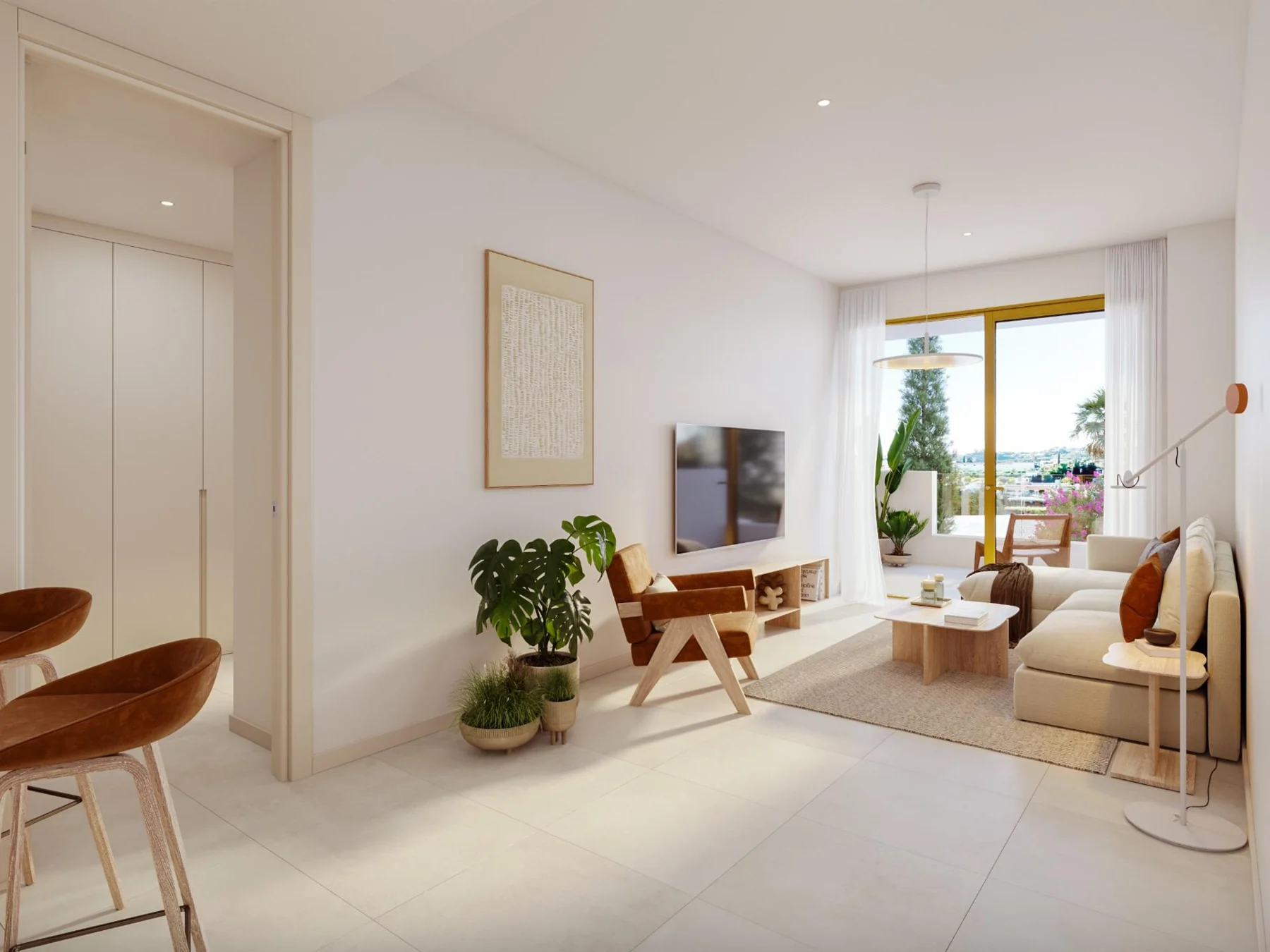 Illustrative living area with contemporary finishes