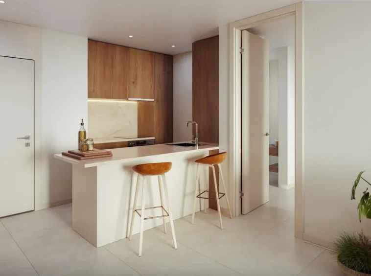 Illustrative fitted open-plan kitchen
