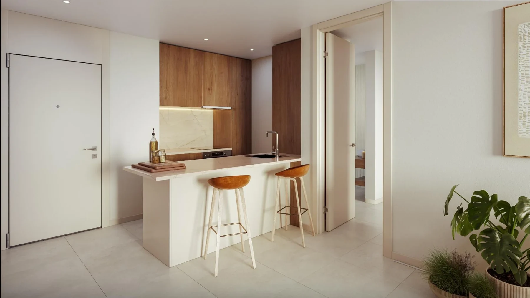Illustrative fitted open-plan kitchen