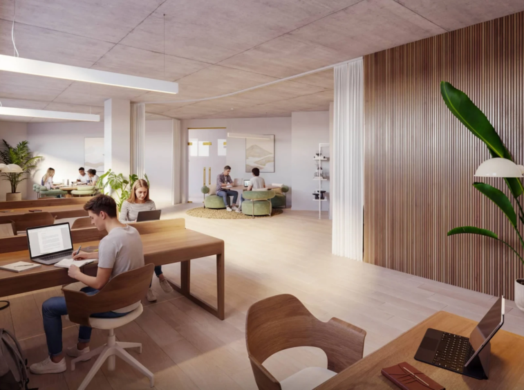Residents coworking space — architectural illustration