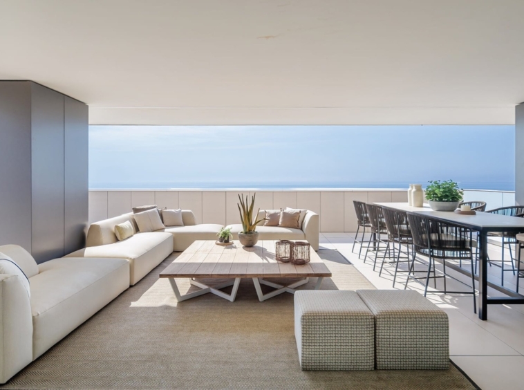 Representative covered penthouse terrace and dining area