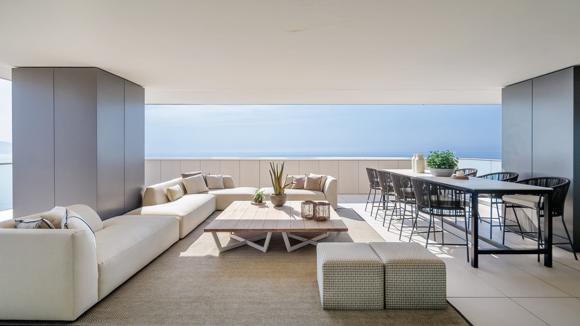 Representative covered penthouse terrace and dining area