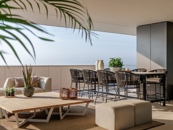 Representative penthouse terrace overlooking the Mediterranean in Malaga