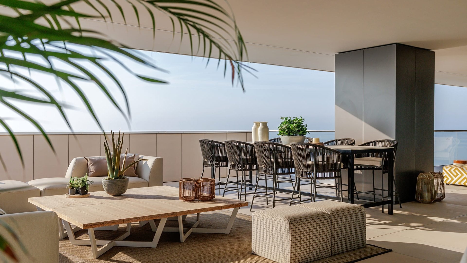 Representative penthouse terrace overlooking the Mediterranean in Malaga
