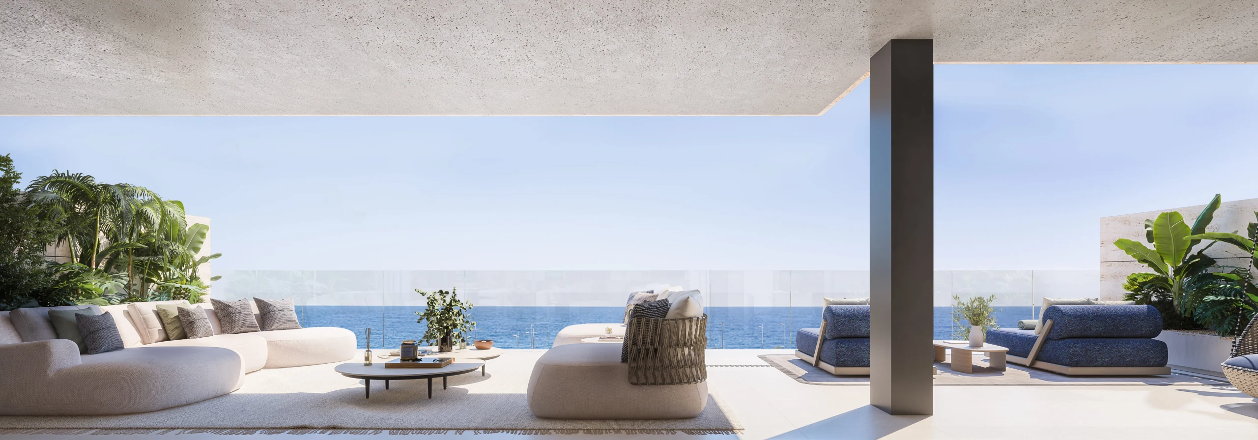Representative sea-view apartment terrace in Manilva Beach