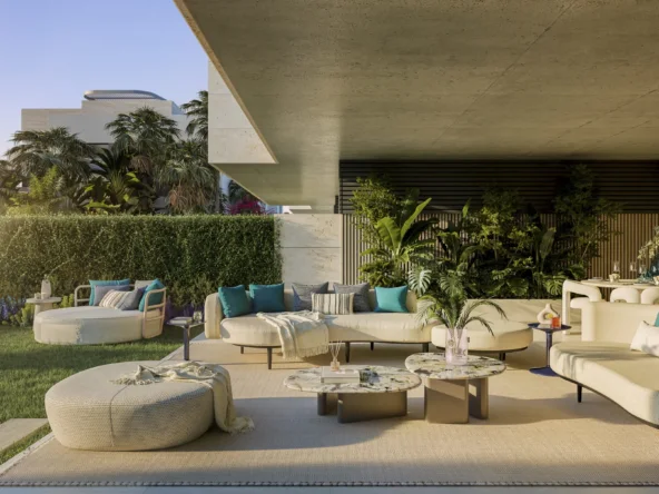 Representative garden apartment terrace in Manilva Beach