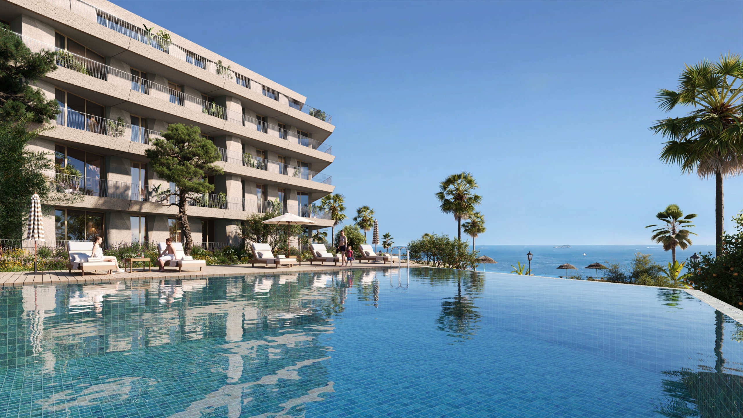 Visualisation of the shared pool facing the sea