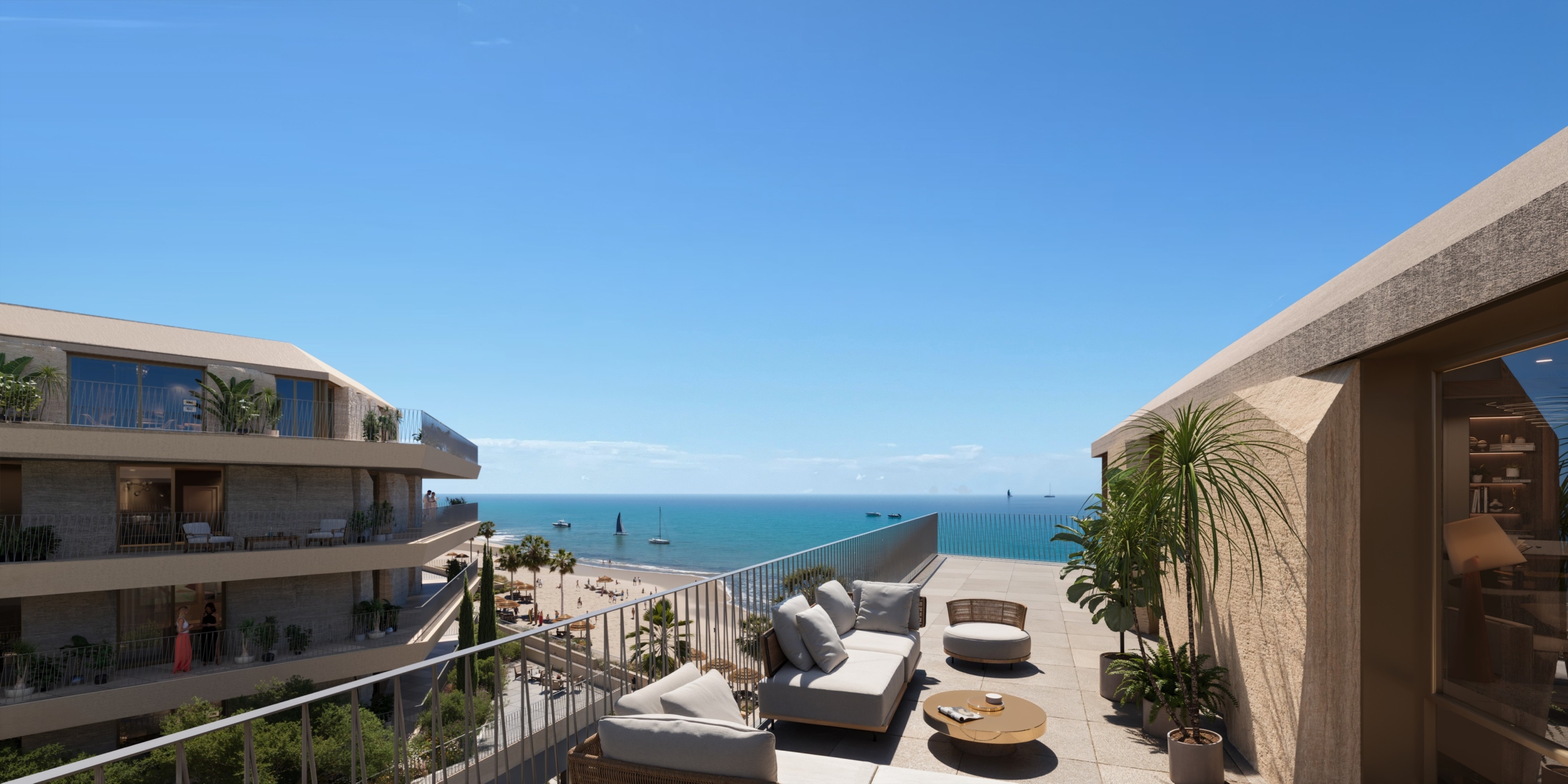 Representative penthouse terrace with sea views