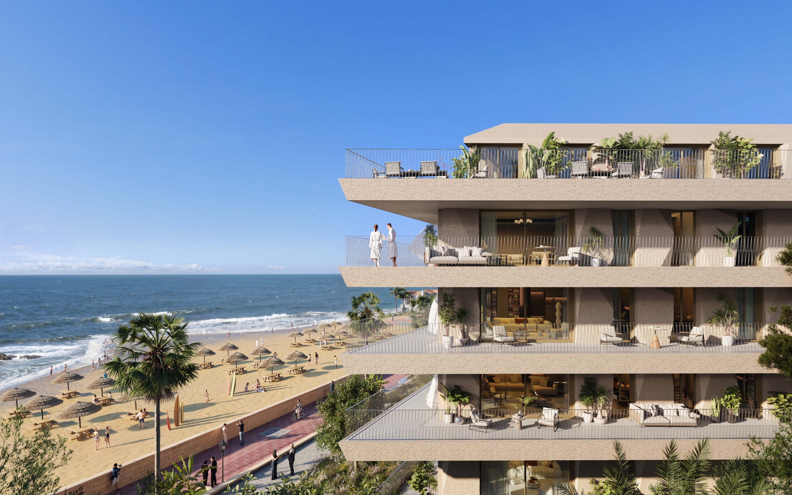 Representative beachfront apartment terraces