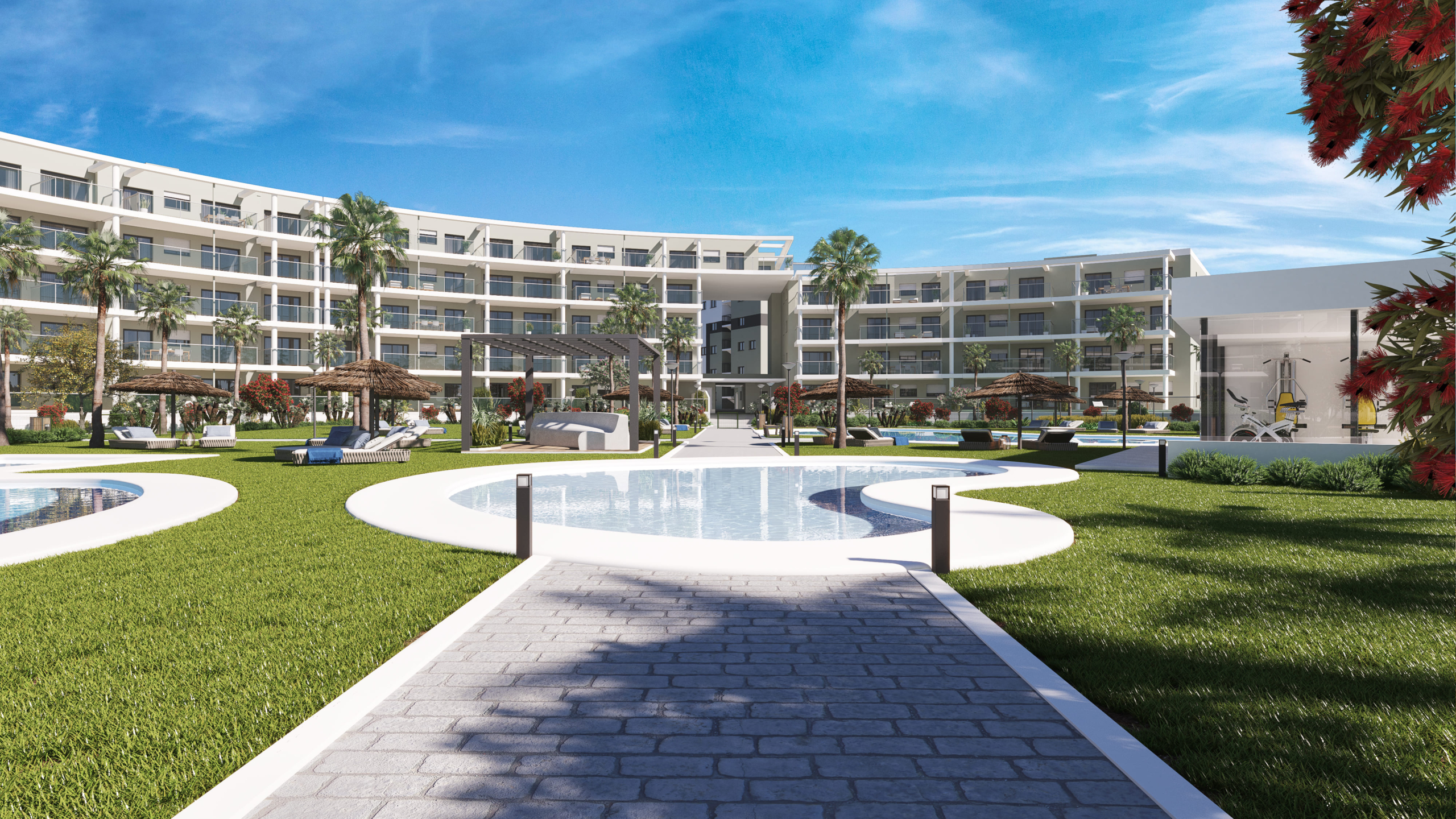 Shared landscaped courtyard and walking paths