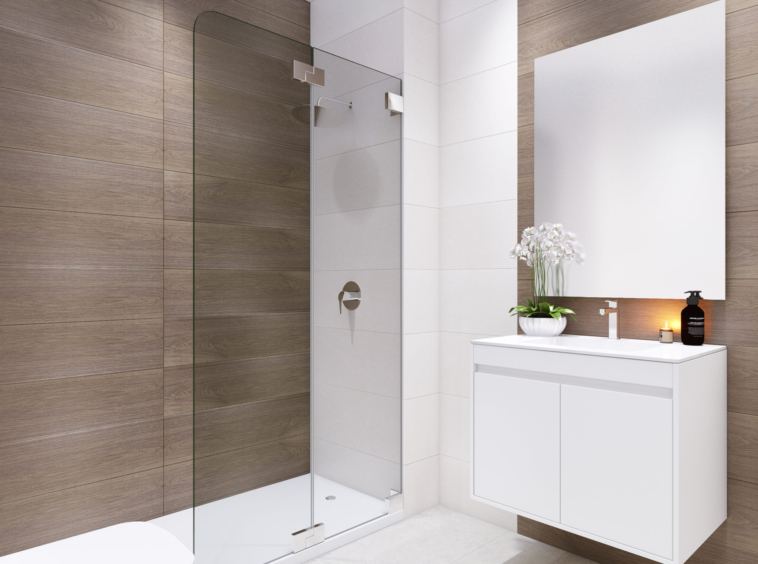 Representative contemporary bathroom with a shower