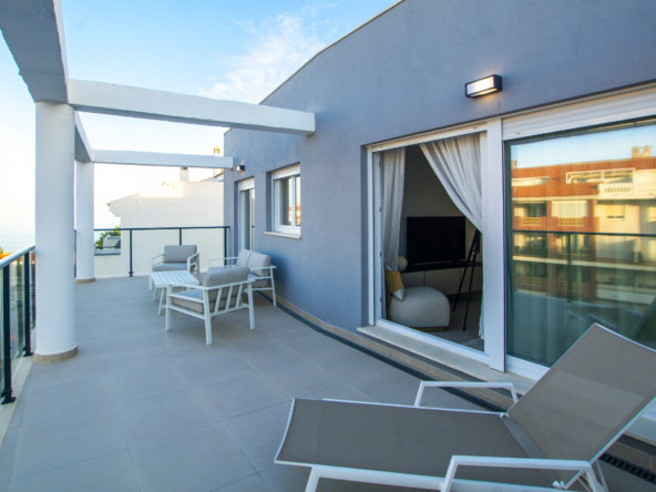 Representative show-home terrace with outdoor seating