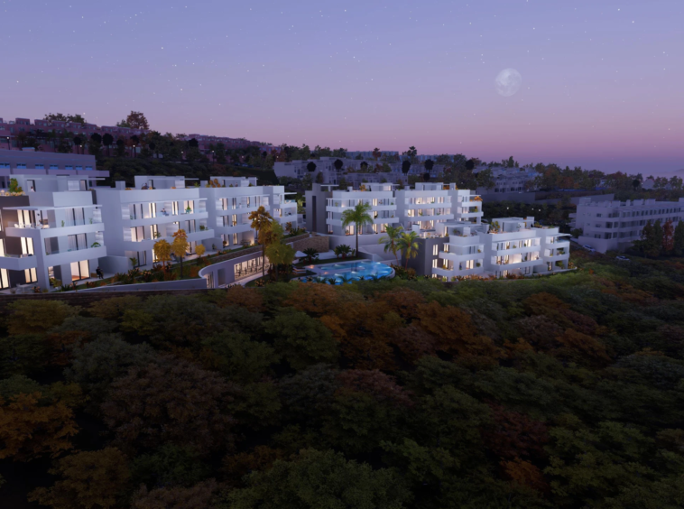 Representative visualisation of the residential exterior in the evening