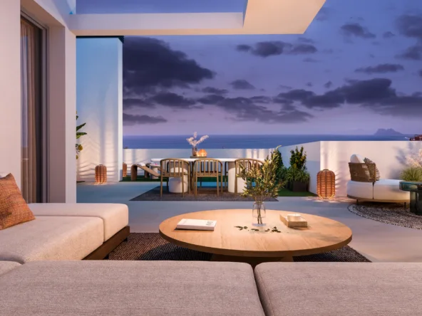 Representative visualisation of a rooftop terrace in the evening