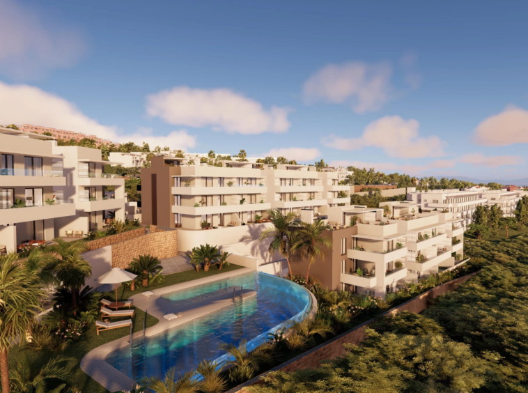 Representative visualisation of the shared pool and residential buildings