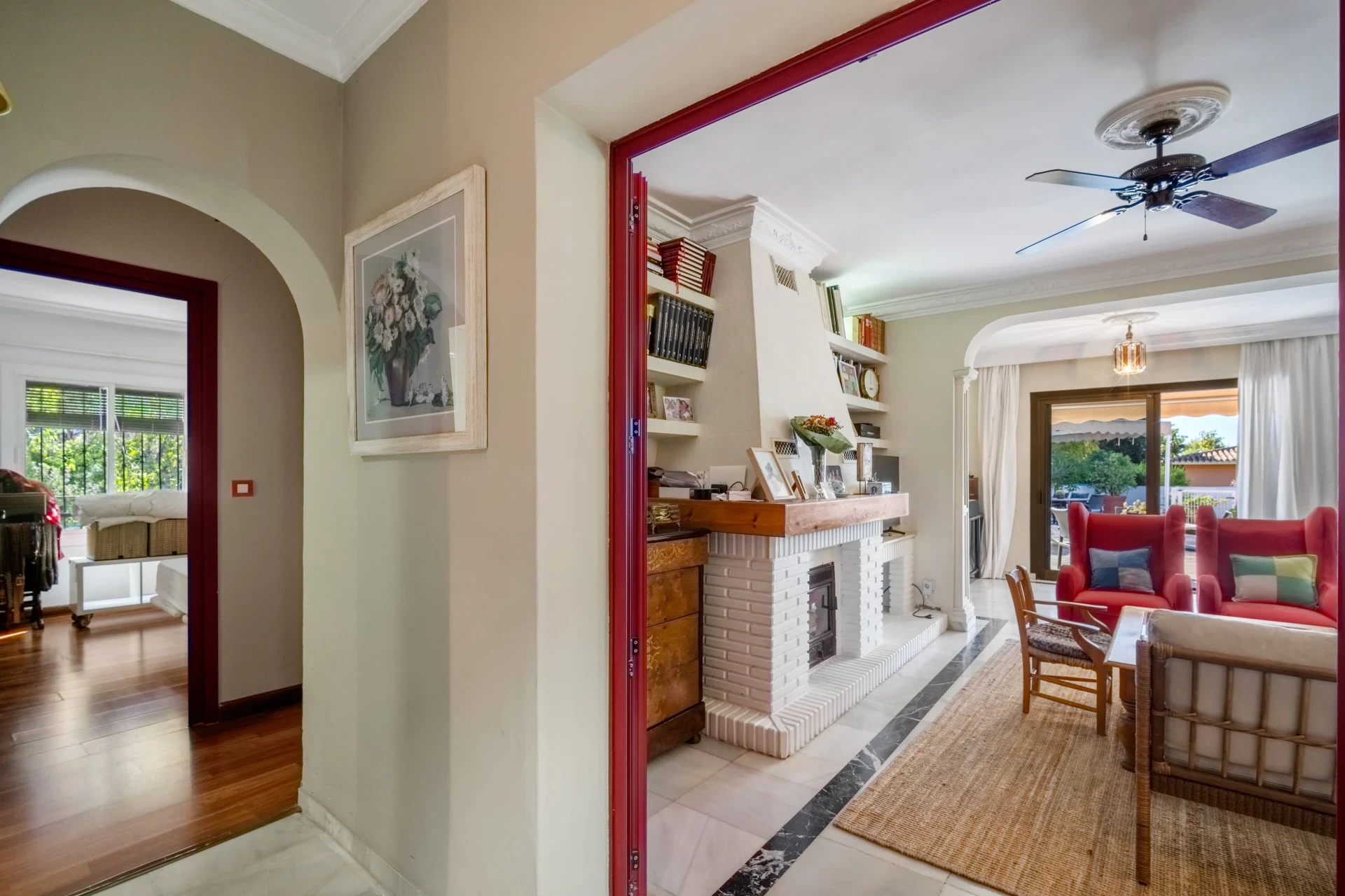 Hallway and adjoining living areas