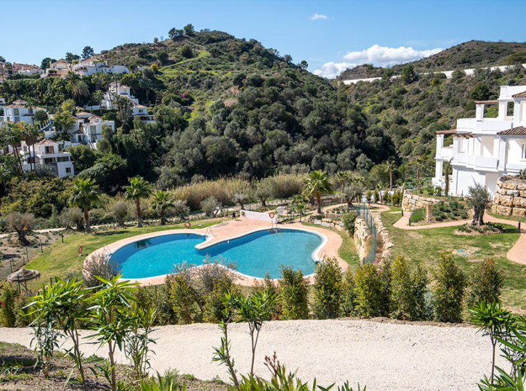 Landscaped communal pool and gardens