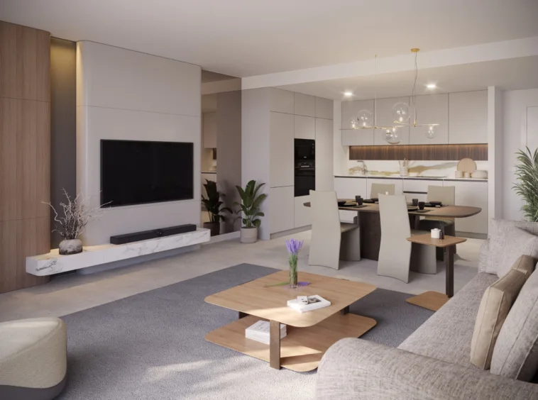 Illustrative open-plan living room at a Marbella apartment